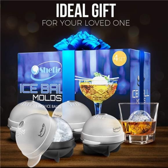 Round Ice Cube Mold Set of 4 Individual 2.5 Inch Tight Sealing, Leak Proof - Picture 6 of 6